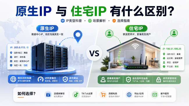 原生IP与住宅IP有什么区别？新手必看的VPS IP类型科普