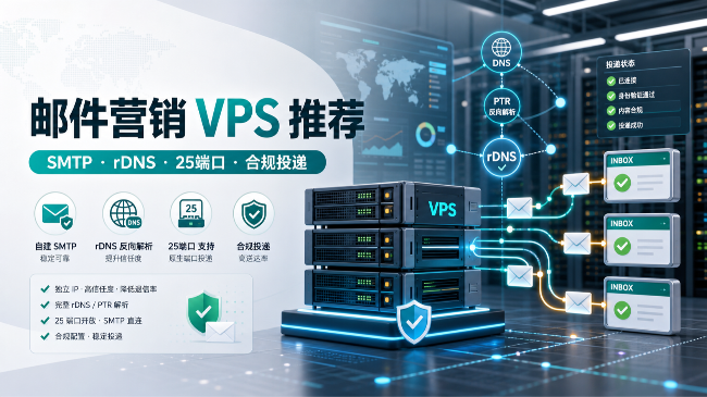 2026年邮件营销 VPS 推荐：自建 SMTP、rDNS、25 端口和邮件系统怎么选