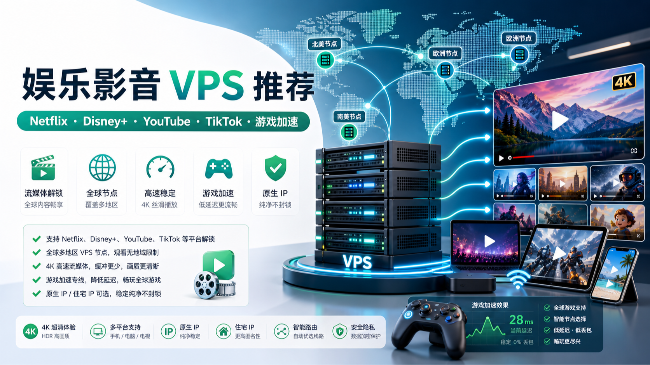 娱乐影音 VPS 推荐：Netflix、Disney+、YouTube、TikTok 和游戏加速怎么选